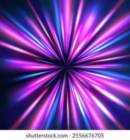 Acceleration speed motion on night road. Colorful Light Trails, Long Time Exposure Motion Blur Effect. Abstract fire flare trace lens flares acceleration speed motion on night road.