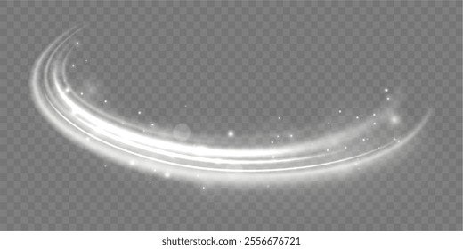 Acceleration speed motion on night road. Magic moving fast speed lines. Blurred car light motion effect, city road background with long exposure night lights. Png,  ray, abstract, energy, pack, effect