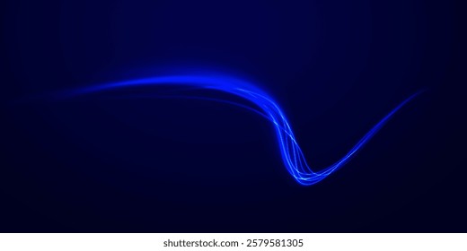 Acceleration speed motion on night road. Magic moving fast speed lines. Blurred car light motion effect, city road background with long exposure night lights. Png,  ray, abstract, energy, pack, effect