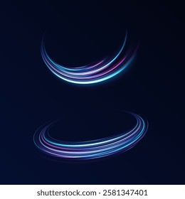 Acceleration speed motion on night road. Magic moving fast speed lines. Blurred car light motion effect, city road background with long exposure night lights. Png,  ray, abstract, energy, pack, effect