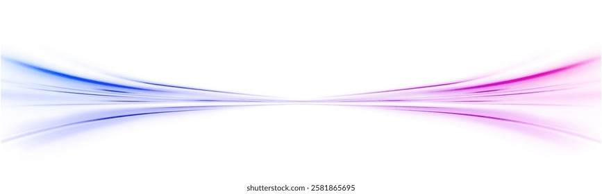 Acceleration speed motion on night road. Magic moving fast speed lines. Blurred car light motion effect, city road background with long exposure night lights. Png,  ray, abstract, energy, pack, effect