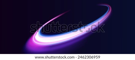 Acceleration speed motion on night road. Laser beams luminous abstract sparkling isolated on a transparent background. Magic moving fast speed police lines.
