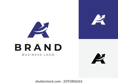 Acceleration start up business logo design with initial letter A and arrow logo graphic design symbol for finance grow up, logistic, accounting vector logo symbol
