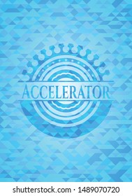 Accelerator light blue emblem. Mosaic background