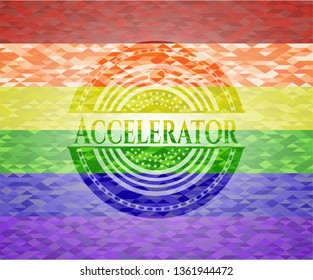 Accelerator on mosaic background with the colors of the LGBT flag