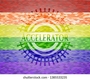 Accelerator on mosaic background with the colors of the LGBT flag