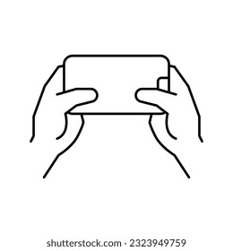 accelerometer playing video game app on smartphone line icon vector. accelerometer playing video game app on smartphone sign. isolated contour symbol black illustration
