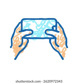 accelerometer playing video game app on smartphone doodle icon sketch vector. accelerometer playing video game app on smartphone sign. isolated symbol illustration