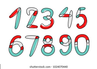 Accendent vector font.Child alphabet numbers.