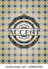 Accent arabic badge background. Arabesque decoration.