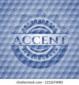 Accent blue hexagon badge.