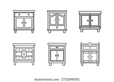 accent cabinet line art vector illustration isolated