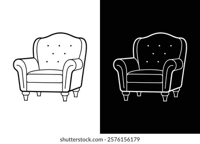  Accent chair icon vector on White Background ,Vector Art Illustration on white background.