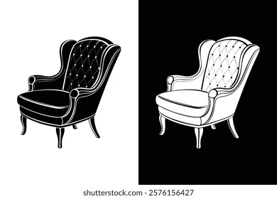  Accent chair icon vector on White Background ,Vector Art Illustration on white background.