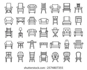 Accent chair line art icon showcase