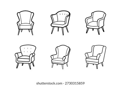 Ilustración vectorial de arte de línea de silla de acento aislada