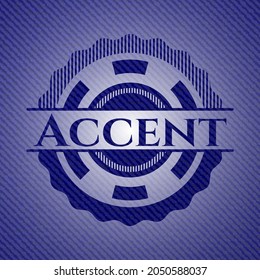 Accent emblem with jean texture. Vector Illustration. Detailed. 