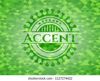 Accent green emblem with mosaic background