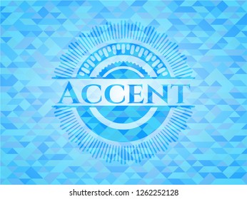 Accent light blue emblem with mosaic background
