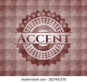 Akzentrotes Abzeichen mit geometrischem Musterhintergrund. Nahtlos. 