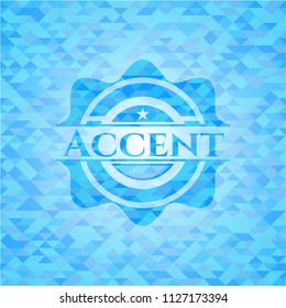 Accent sky blue emblem. Mosaic background