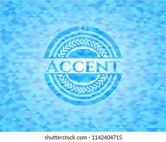 Accent sky blue emblem with mosaic background