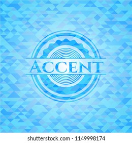 Accent sky blue emblem with mosaic ecological style background