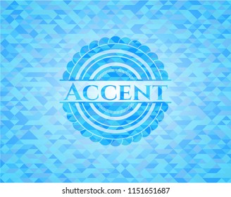 Accent sky blue emblem. Mosaic background