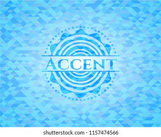 Accent sky blue emblem with mosaic ecological style background