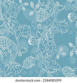 Accent Wall Design Artichokes and acorns botanical character and charm.