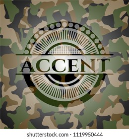Accent written on a camouflage texture