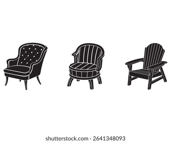 accent,Adirondack barrel chair icon silhouette vector illustration,
