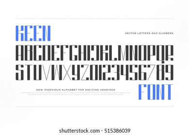 accented style alphabet letters and numbers isolated on white background. vector font type design. bold lettering symbols. stylish, keen typesetting. headings typeface template, vector fonts