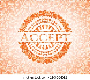  Accept abstract emblem, orange mosaic background