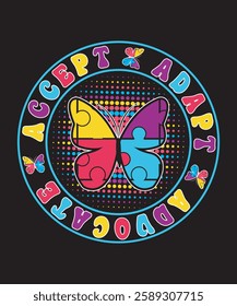 Accept Adapt Advocate Autism Awareness T-shirt Design
