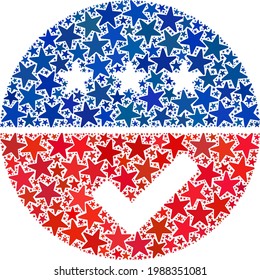 Accept american collage of stars in various sizes and color shades. Accept american illustration uses American official blue and red colors of Democratic and Republican political parties,