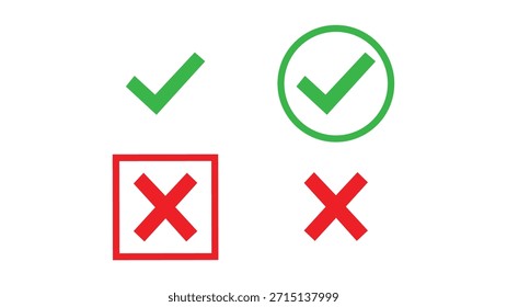 Antwort akzeptieren Grün-Rote Checkliste Symbol- und Symboldesign mit weißem Hintergrund. Nein, Abbrechen, Bestätigen, Signieren, flaches Design akzeptieren. Vektorgrafik, 