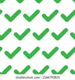 Accept Aprove Icons Seamless Pattern. Check Tick Mark Symbol. Checkmark Yes Ok Sign