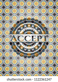 Accept arabic badge background. Arabesque decoration.