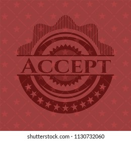 Accept badge with red background