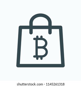 Accept bitcoin icon. Bitcoin bag vector icon