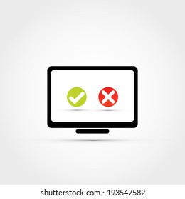 Accept and cancel signs on a monitor