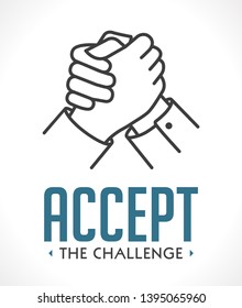 Accept the challenge icon - two embrace hands - bussines concept 