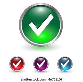 Akzeptieren, Symbol markieren, Schaltfläche - mehrfarbiger Vektorsatz.