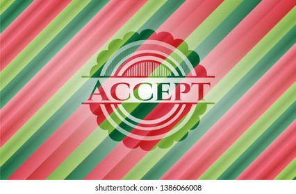 Accept christmas style badge. Vector Illustration. Detailed.
