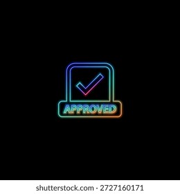 Accept Circular Button Outline yellow glowing neon icon.