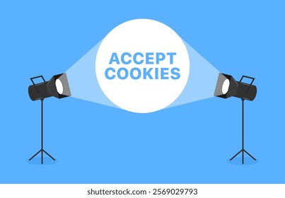 Accept cookies message icon. Flat style. Vector icon.