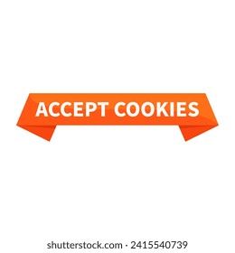 Accept Cookies Orange Rectangle Ribbon Shape For Sign Information Website Security
 svg