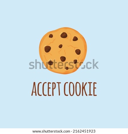 Accept Cookies, text. Protection of personal information cookie mascot character.