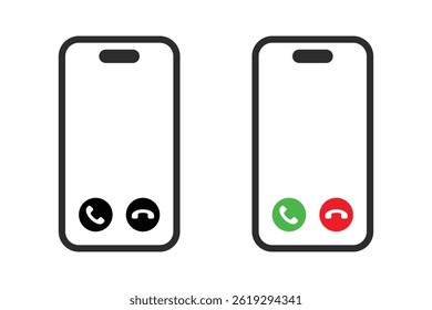 Accept and decline call icons set. Phone, telephone call, contact us symbol. Vector illustration